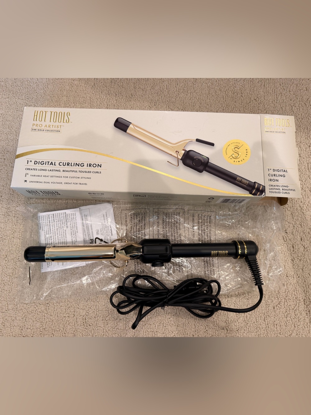 Hot Tools 1" Digital Curling Iron in Gold and Black